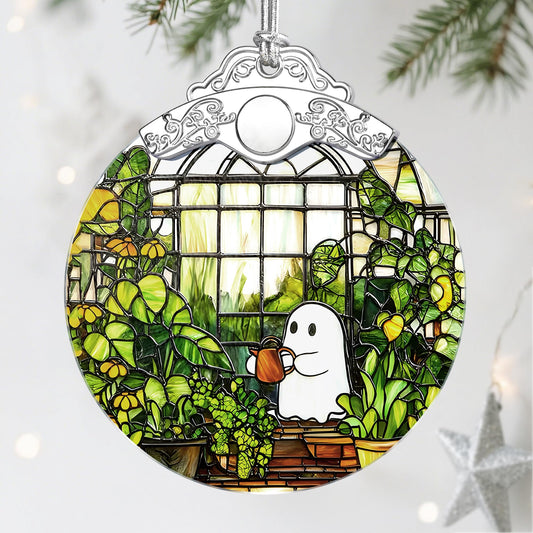 Halloween Ghost Ornament, Stained Glass Christmas Decorations, Christmas Ornaments for Tree, Holiday Ornament, Plant Lovers Gifts, Holiday Party Gifts, Gift Ideas & Xmas Gift
