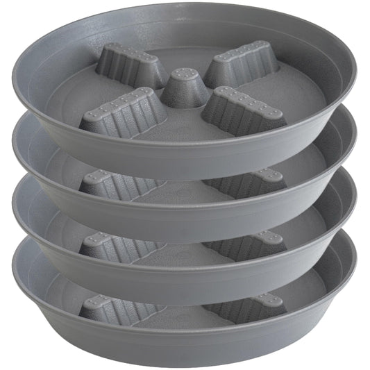 Feyvdzv 4 Pack Plant Saucer 10 inch, 8 12 14 17 inch, Plant Stand Plastic Plant Saucers for Indoors Outdoor, Heavy Duty Flower Plant Risers for Inside Pots, Pot Saucers for Plants, Grow Bags Saucers
