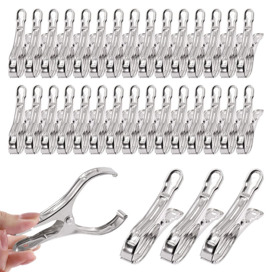 Tanstic 40Pcs 3.5 Inch Stainless Steel Greenhouse Clamps Garden Clips Greenhouse Clips Heavy Duty Garden Clips with Strong Grip and Large Open Mouth for Netting Holding