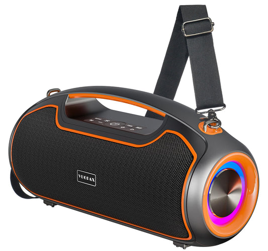 VUOPAX Portable Bluetooth Speakers Wireless Upgrade, 200W Peak Loud Sound/Deep Bass for Party, IP65 Waterproof Outdoor Speaker w/ 2*Subwoofer/2*Tweeter/DSP/Bass Boost/TWS/TF/USB/AUX, 24H Playtime