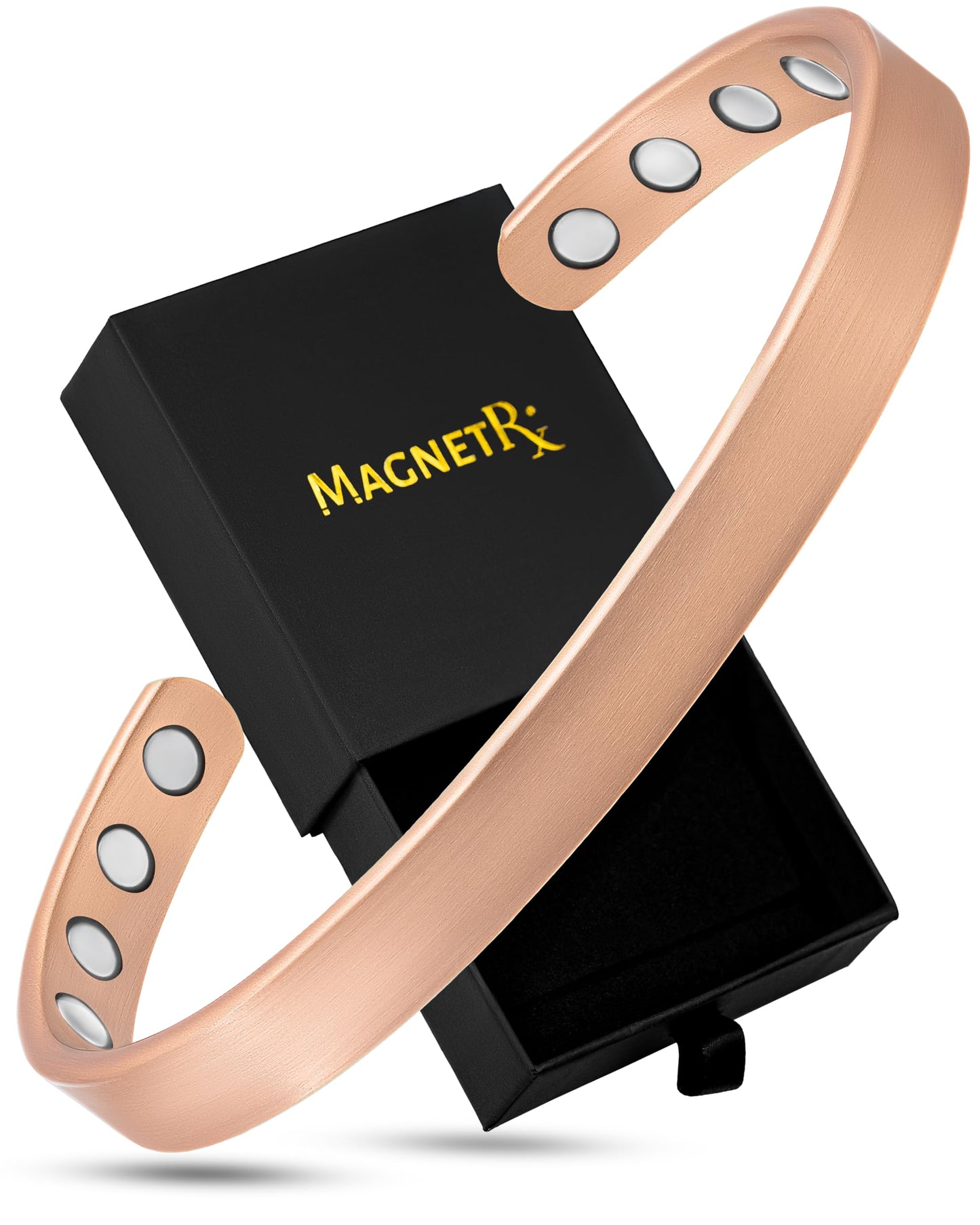 MagnetRX® Magnetic Copper Bracelet Cuff – Elegant Pure Copper Bangle – Unisex Magnetic Bracelets for Men & Women (Small)