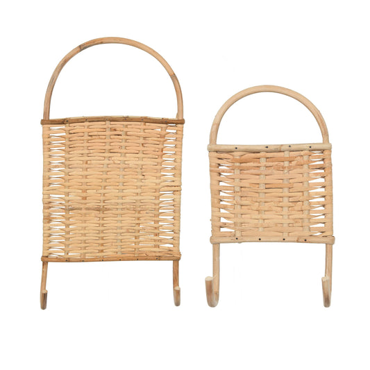 Bloomingville Woven Rattan Wall Hooks, Set of 2