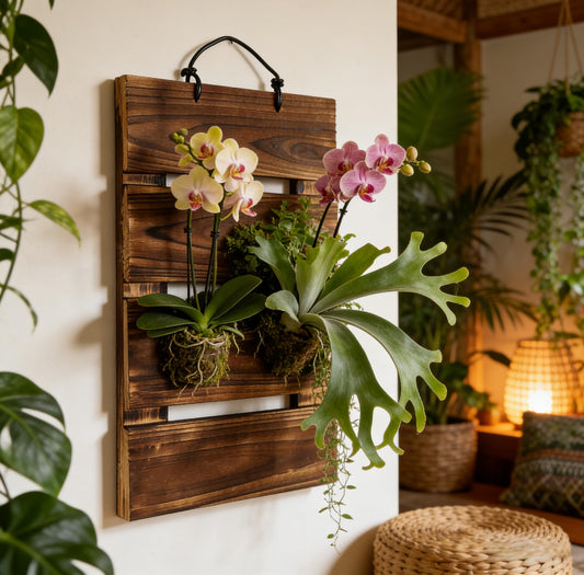 Dranvosk Staghorn Fern Mounting Board Kit Wooden Wall Planter Hanging Plant Holder for Vertical Plant,Platycerium, Orchids,Succulents(Rectangular)