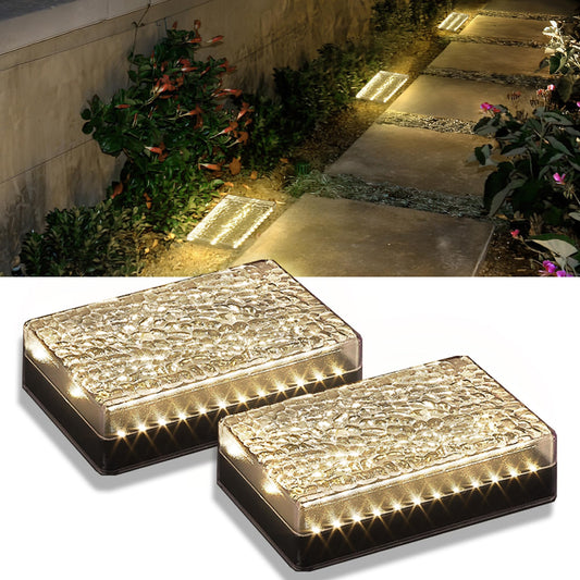 SHONELIGHTING Paver Lights, Solar Light Outdoor Waterproof, In-Ground Brick LED for Driveway & Pathway, Hardscape Pavers, Auto On/Off, Heavy Duty Warm White 3500K (2 Pack)