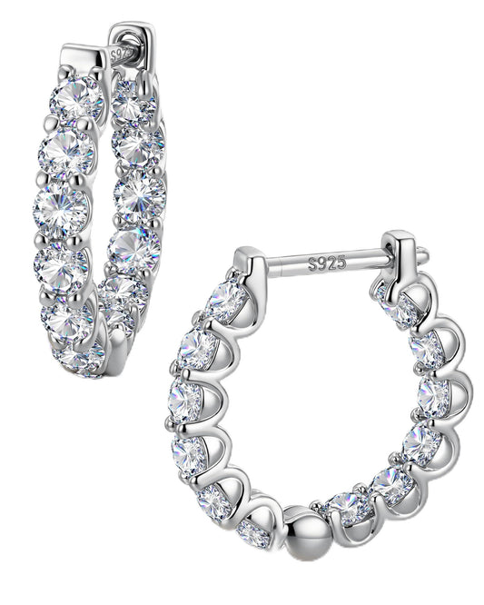 BUMBLEBEE Handcrafted 925 Sterling Silver Hoop Earrings, Diamond Hoop Earrings Italian 5A Cubic Zirconia, Hypoallergenic, Tarnish Resistant, Lightweight Luxury Jewelry Birthday, Valentine’s Day
