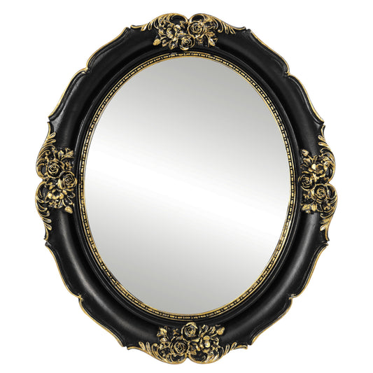 Gothic Decor,Wall Mounted Mirror, Vintage Style Oval Mirror, 10.5 by 12.5 inches, Black