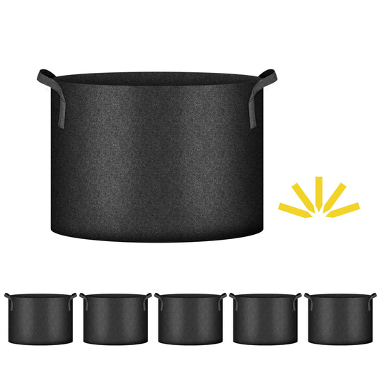 iPower 5 Pack 25 Gallon Grow Bags, Garden Planting Nonwoven Fabric Pots with Reinforced Handle, Heavy Duty and Aeration Planter Pot for Tomato, Fruits, Vegetables and Flowers