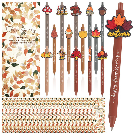 Ctosree 20 Sets Friendsgiving Party Favors Bulk Thanksgiving Fall Pens with Maple Leaf Bookmarks Turkey Pens Thanksgiving Gifts for Friends Families Coworkers Employee Holiday Office Party Souvenirs
