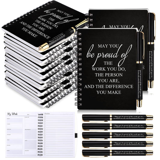 Tellingyou 20 Pcs/ 10 Set Employee Appreciation Gifts 2026-2027 Weekly Planners Journals A6 to Do List Bulk Notepads and Pens Thank You Gifts for Coworkers Teacher Staff (Black)