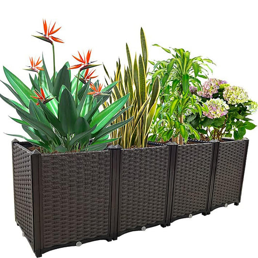 Souwuokoo Large Planters for Outdoor Plants Raised Garden Bed Kit Rectangular Elevated Plastic Garden Boxes for Gardening Vegetables Flowers in Backyard Patio Balcony