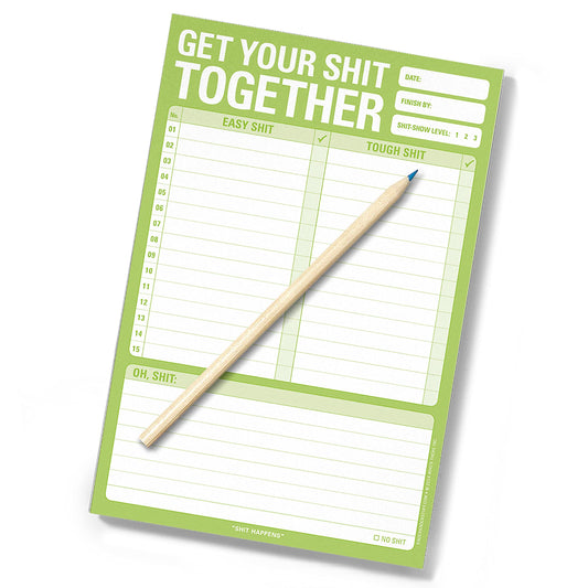 1-Count Knock Knock Get Your Shit Together Pad, To Do List Notepad & Daily Planner Pad, 6 x 9-inches (Green)