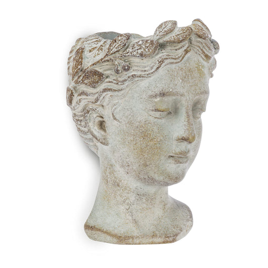 Abbott Collection Goddess Head Wall Planter – Extra Small Cement Indoor and Outdoor Planter Pot – Grecian Woman Statue Head Planter for Flowers and Succulents (Grey, 6.5" Tall, 2.75" Opening)