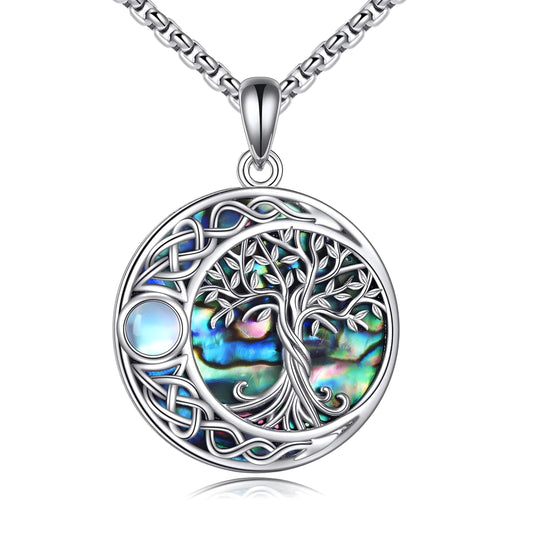ONEFINITY Tree of Life Necklace for Women Celtic Knot Abalone Shell Pendant Tree of Life Jewellery Gift for Men