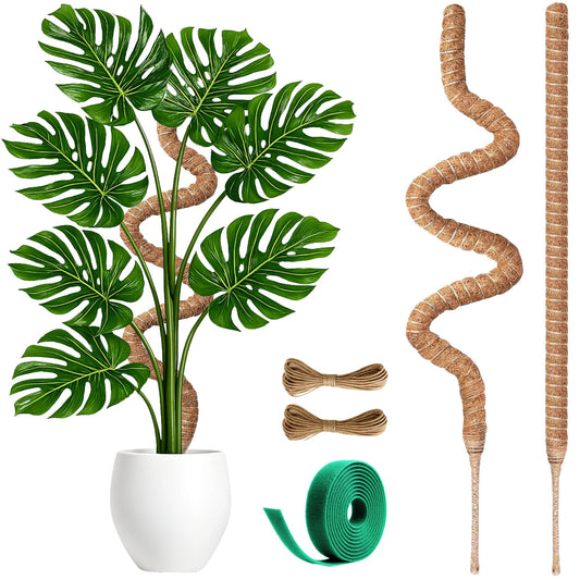 imezos 2 Pack 48 Inch Moss Pole for Plants Monstera, Tall Moss Poles for Climbing Plants Monstera, Handmade Coco Coir Plant Pole, Plant Support for Plant Grow