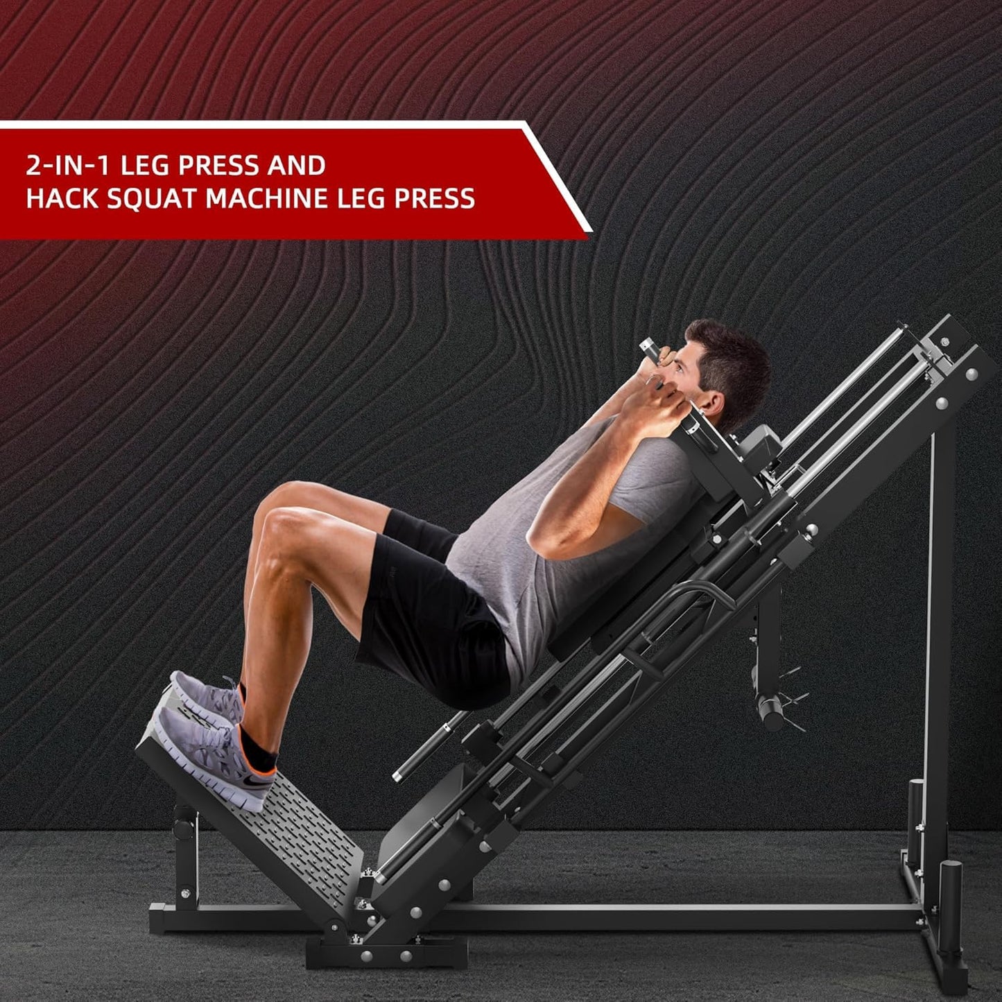 Fitvids Leg Press Hack Squat Machine, Plate Loaded Adjustable Leg Press Machine, Hack Squat Machine with Weight Storage Posts Home Gym, 1100 LB Capacity