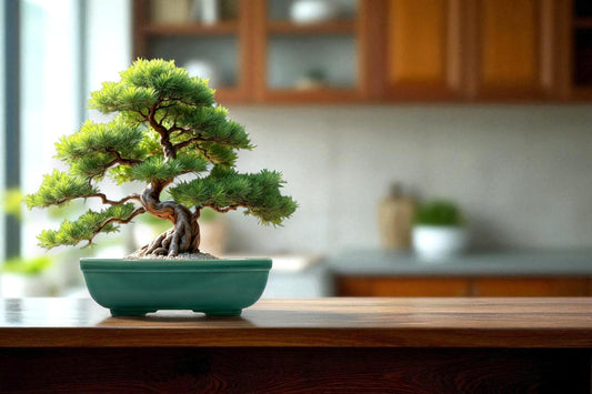 Bonsai Pot, Ceramic, Handmade, Rectangular with Round Corners, Green, 8.75 x 7 x 2.75 inches