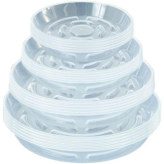 MSKIAUO 20 Packs Plant Saucer Pot Tray, 6 8 10 12 inch Clear Flower Planter Saucers and Drip Trays, Plastic Flower Planter Saucers for Indoors Outdoors, Heavy Durable Plant Plate Water Catcher