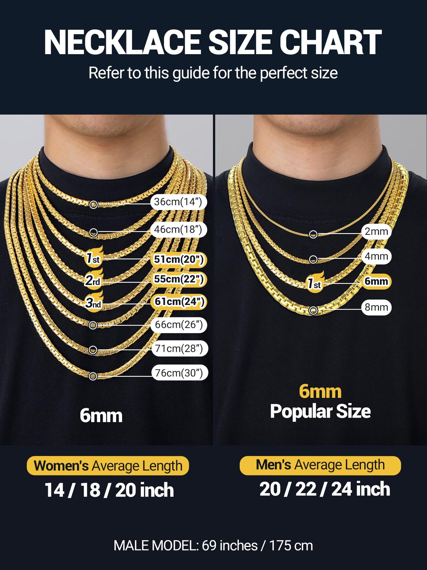 PROSTEEL Necklace Mens Chains 20inch Stainless Steel Chain For Men Chain Thick Chain Necklace