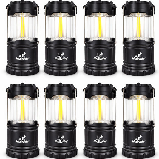 MalloMe LED Camping Lantern, Battery Powered Lanterns for Power Outages, Portable Hanging Collapsible Camping Lights for Outdoor, Home, Emergency, Hurricane Lamp Survival Outage Light 3 x AA Operated