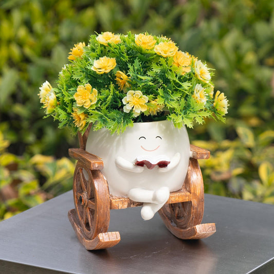 MUZZIOU Smiley Face Planter Pots, Cute Rocking Chair Pot for Plants, Funny Flower Pot for Succulents with Drainage Hole Indoor & Outdoor, Gift Ideal for Lover Mother Grandma Friends(Rocking Chair Pot)