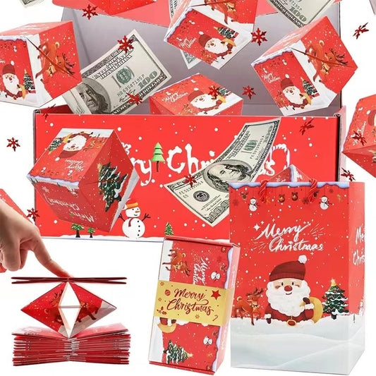 Surprise Gift Box Explosion for Money, Unique Folding Bouncing Money Box for Cash Gift, Christmas Surprise Gift Box, Pop-Up Explosion Gifts Boxs, for Birthday Anniversary Valentine Proposal (Red,10 Bounces)