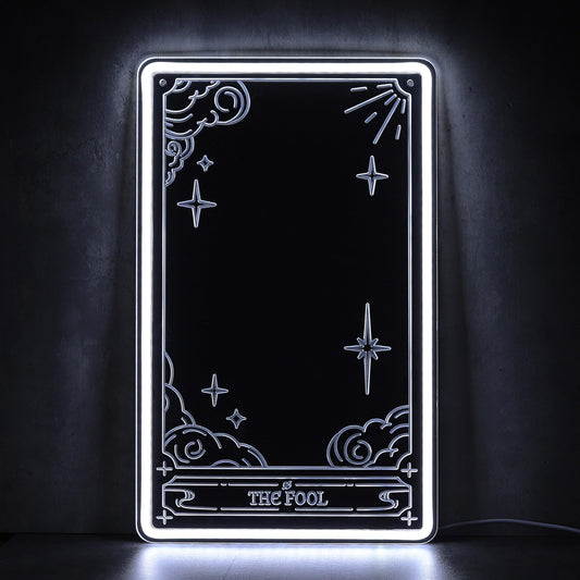 Kavaas Tarot Mirror Neon Sign - Cold White Mystical LED Neon Light for Occult Room Wall Decor, Witchy Art Spiritual Room Decor, Best Gifts for Fortune Teller, Tarot Enthusiast