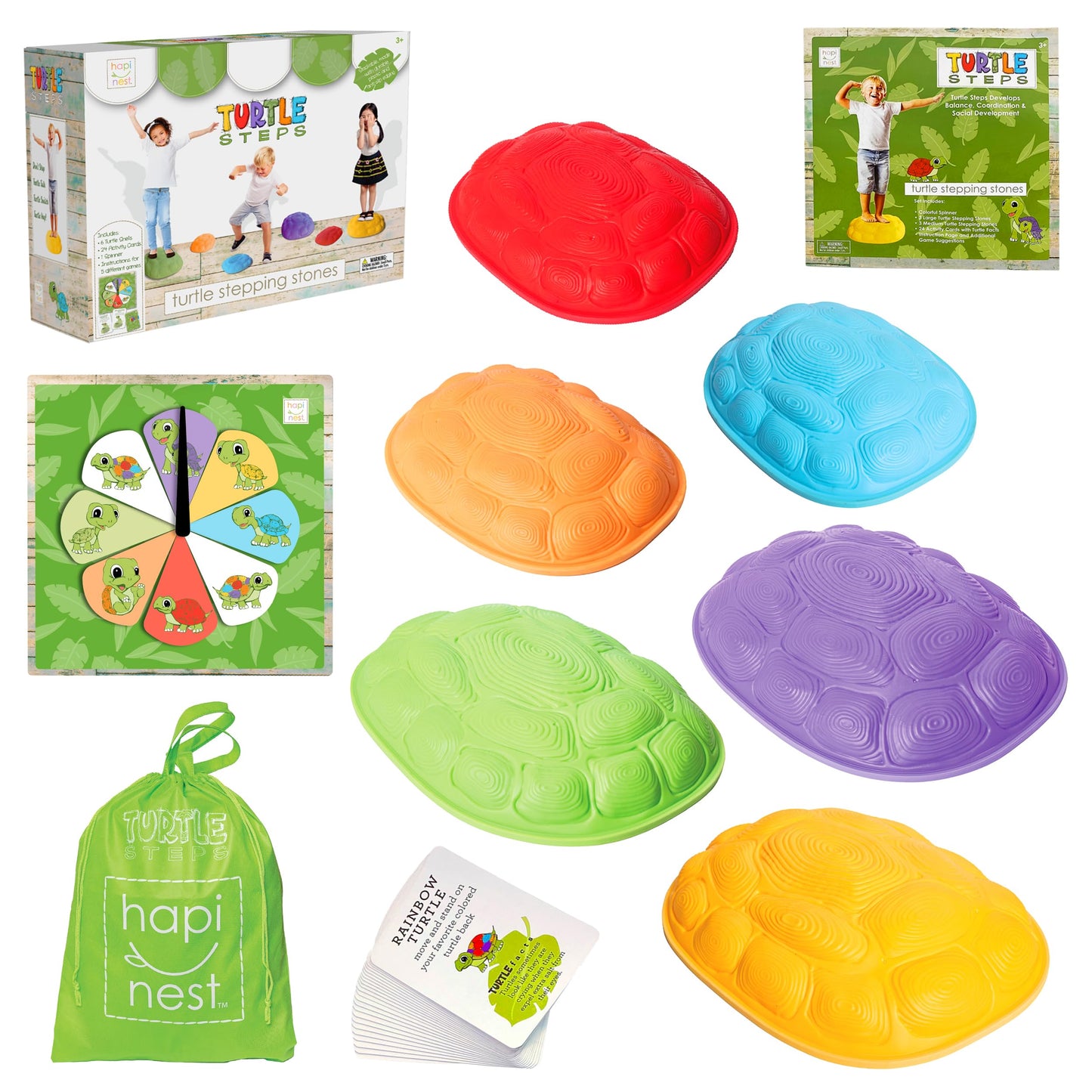 Hapinest Turtle Balance Stepping Stones for Kids, Obstacle Course Coordination Game for Kids & Family, Indoor Outdoor Sensory Play Equipment Toys Toddler Stepping Stones Ages 3 4 5 6 7 8 Years and Up