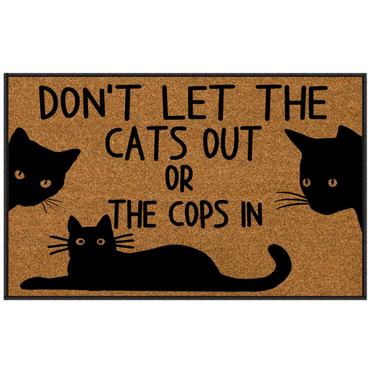 BinHang Indoor Welcome Mat, Door Mats Indoor Entrance Traps Sand and Dirt Well Fabric Don’t Let The Cats Out or The Cops in (30"X18")