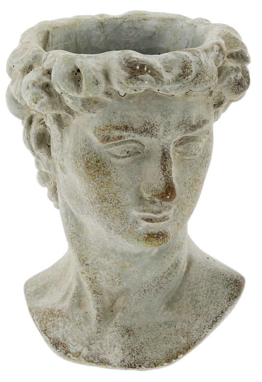 The Bridge Collection Antique Style Old World Greek Statue Head Cement Face Planter Pot