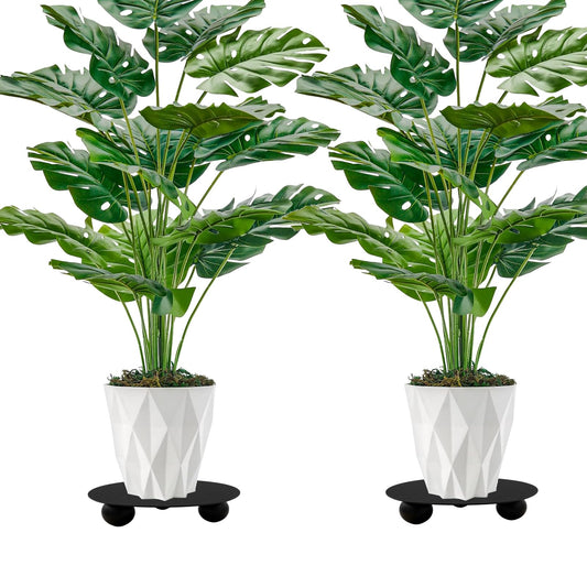 Silintion Heavy Duty Short Metal Plant Stand 2 Pack Simple Plant Stand Plant Riser Indoor Outdoor for Heavy Plant Pots Corner Plant Holders -Gifts for Plant Lovers-Black