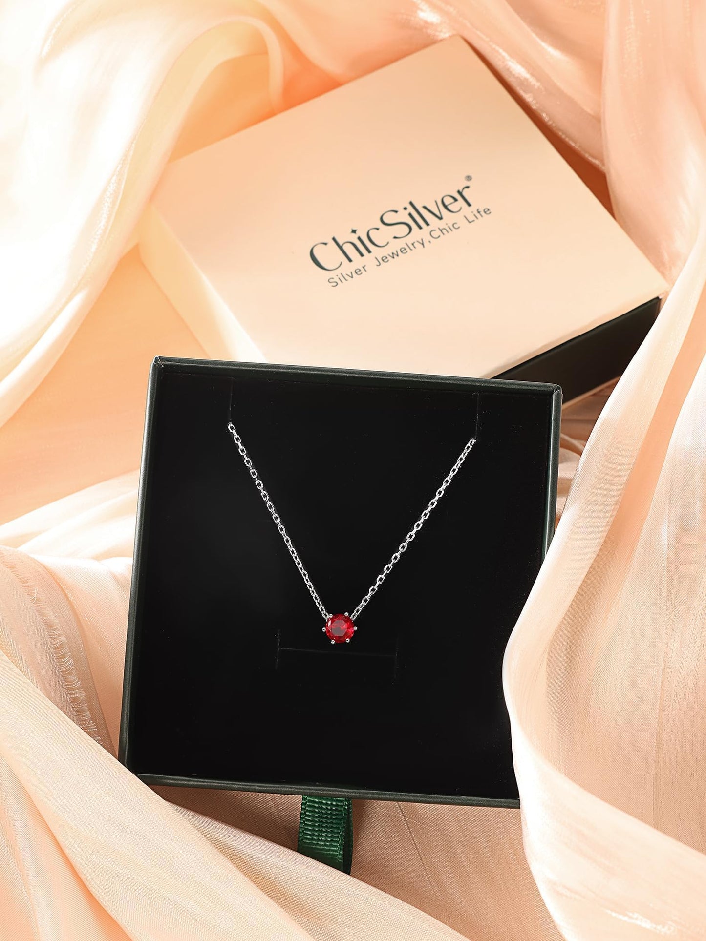 ChicSilver 925 Sterling Silver Alexandrite Necklace for Women White Gold Plated June Birthstone Necklace Dainty Round Crystal Purple Jewelry