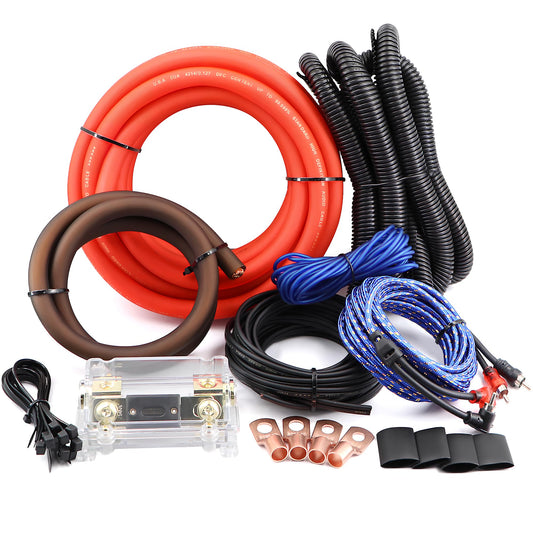 0 Gauge OFC AMP Wiring Kit 3000 Watt Car Subwoofer Wire Install kit for Amplifier Power,Radio and Speakers