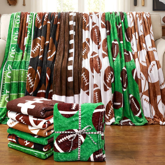 Lumina Garden 6 Pcs Football Throw Blanket Gifts 40 x 60 Inch Cozy Fleece Sports Blanket Bedding for Team Players Sport Lover Bed Sofa Couch Cushion Home Decor
