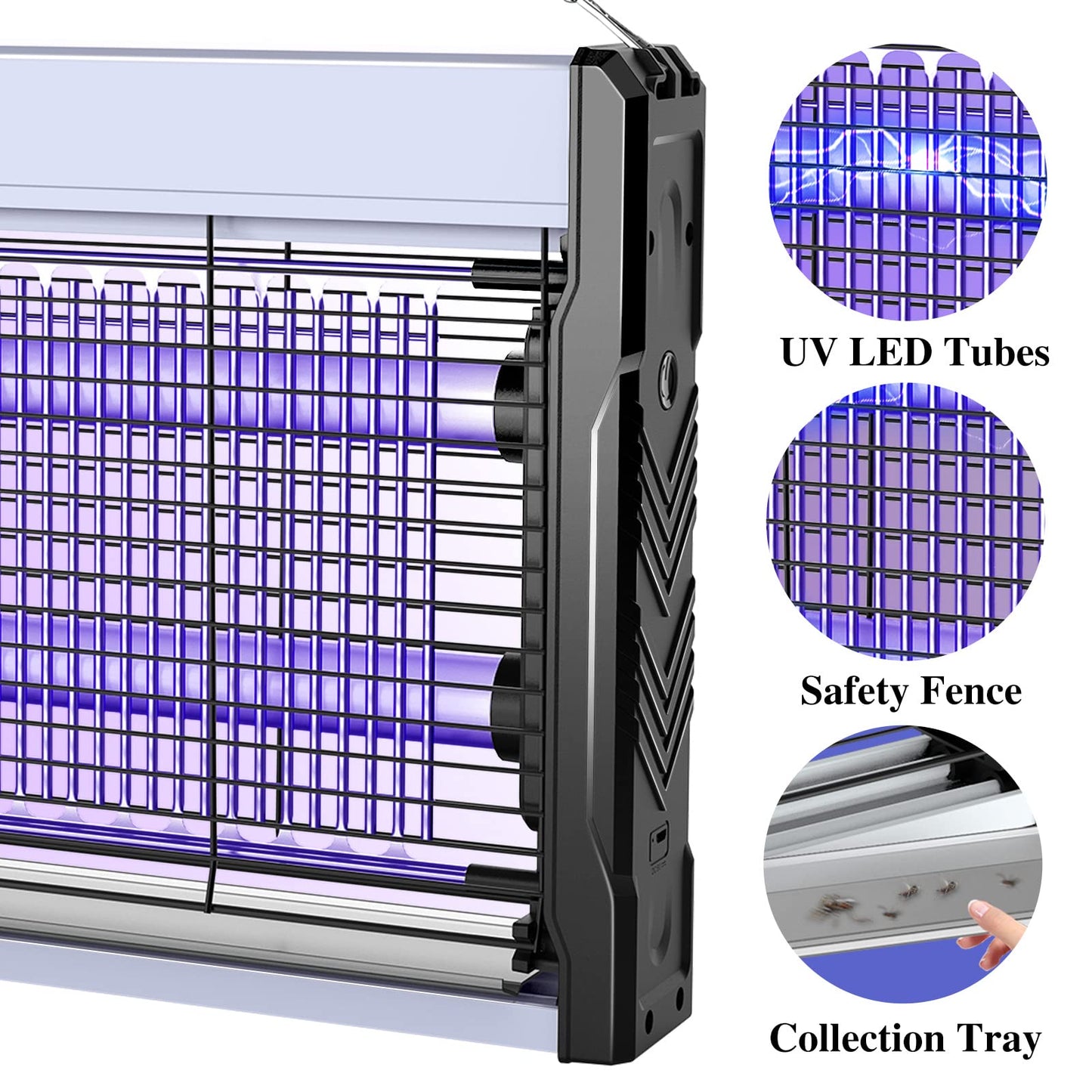 PALONE Electric Bug Zapper 3200V Mosquito Zapper Killer Indoor Insect Killer with Hanging Chain Mosquito Trap with Removable Collection Tray USB Electric Bug Zapper Outdoor for Home Office (16 in)