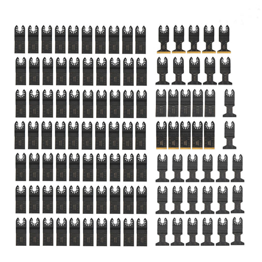 findmall 110Pcs Oscillating Tool Blades Kit Titanium Japanese-Tooth Compatibility with Most of Oscillating Multi-Tools Cuts Wood, Metal, PVC, Tile