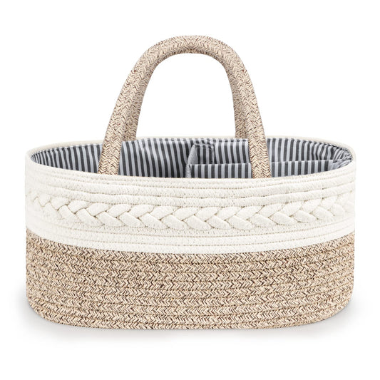 Maliton Diaper Caddy Organizer for Baby, Cotton Rope Baby Gift Basket, Portable Diaper Organizer for changing table, Nursery Storage Organizer, Shower Gifts for Newborn,baby essentials