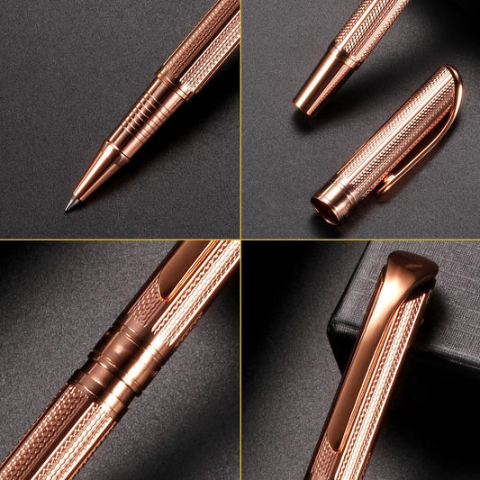 Penneed Rollerball Pen Liquid Ink Pens for Women Luxury Box Gel Pen Black Ink Fancy Pen Refillable for Executive, Office, Professional, Birthday Gift G5 (Rose Gold)