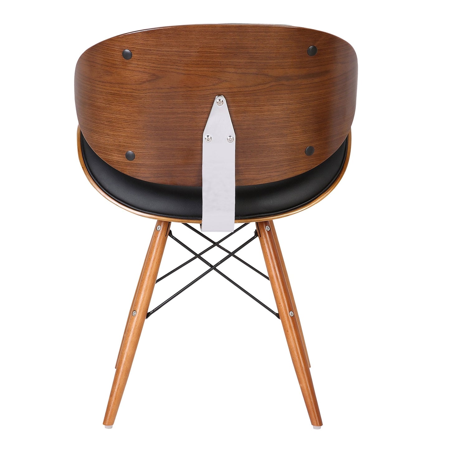 Armen Living Cassie Dining Chair in Black Faux Leather and Walnut Wood Finish 20D x 21W x 31H in