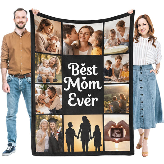 Mothers Day Blanket Gifts for Mom, Custom Blanket with Photo, Personalized Picture Blankets, Customized Blankets, Christmas Birthday Gifts for Mom from Daughter, Customizable Gift for Women Men Dad