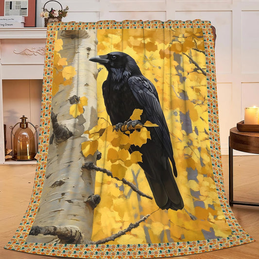Crow Blanket for Girls Women Boys Men Adults Kids Soft Cozy Fleece Raven Throw Blankets Gifts Warm Flannel Plush Lightweight Decor for Couch Bed Sofa 50"X40"