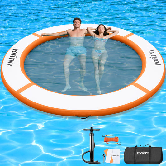 VOFiTNY Inflatable Water Hammock, Heavy Duty River Floats Lake Raft for Adults, Round Floating Ring Lounger Float Island Platform Pad Mat for Lake Pool Beach Ocean