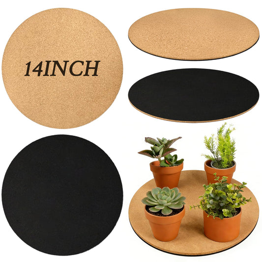 Zaruatu 2 Pcs Large Cork Plant Coasters 14 Inch Double Layers Thicken Planter Coaster Plant Pot Saucers Waterproof Non-Slip Mat for Indoor Outdoor Plants Home Floor Protection