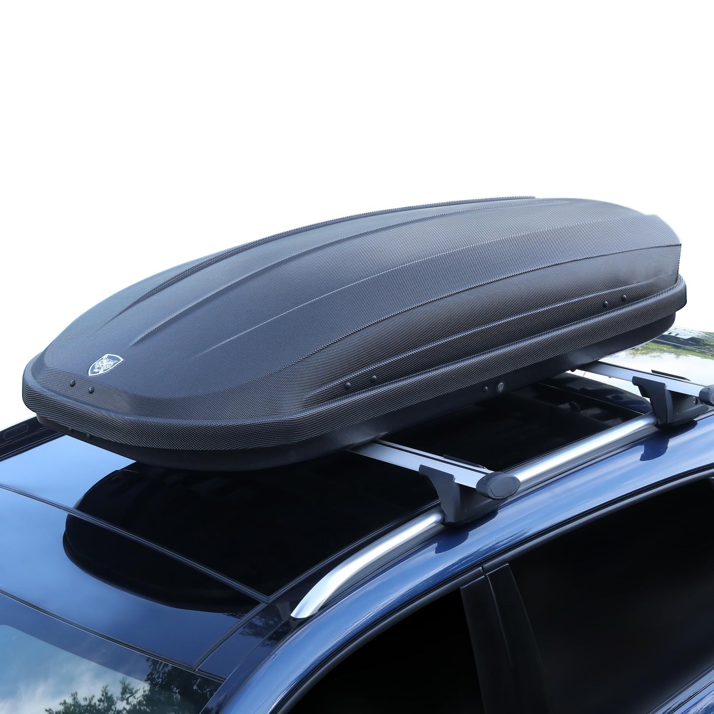 PeakPursuit 12 Cubic Feet Hard Shell Top Mount Carrier, Rooftop Cargo Box Carrier, Dual-Side Opening, Universal Fit for Cars & SUVs, Waterproof ABS Material with Secure Straps & Keys