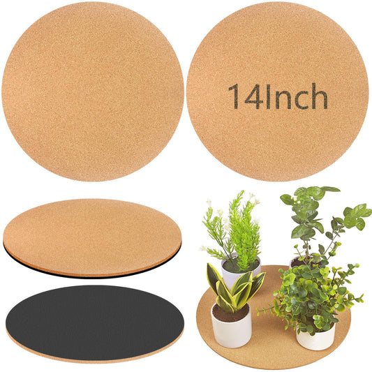 Venyat 14 Inch Large Cork Plant Coasters, 2 Pieces Cork Plant Mats, Cork Coaster for Planters, Large Plant Coasters for House Plants Indoor Outdoor (Nude & Black)