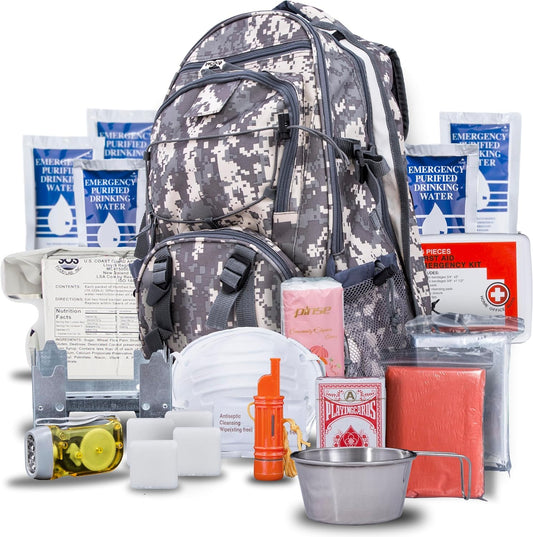 Blue Coolers Blue Seventy-Two - Pro Series - Camo Deluxe | 72 Hour Emergency Backpack Survival Kits for 1 Person | Survival Kit for Wildfires, Earthquakes, Tornado, Hurricane, and Other Emergencies