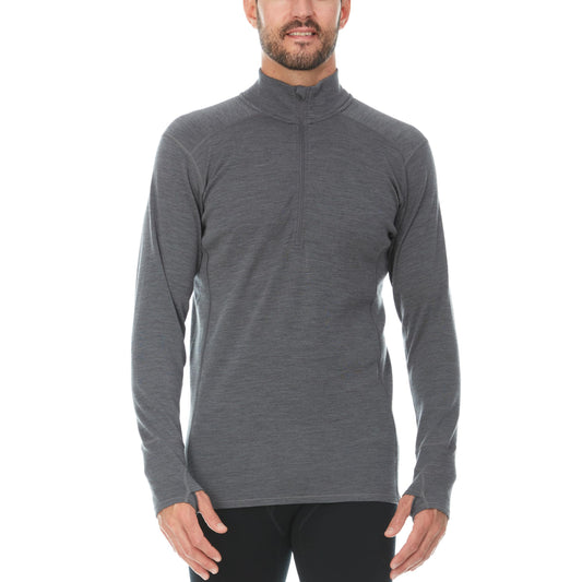100% Merino Wool - Men’s Midweight Quarter Zip - Warm Pullover - Midlayer - Charcoal Gray - Medium