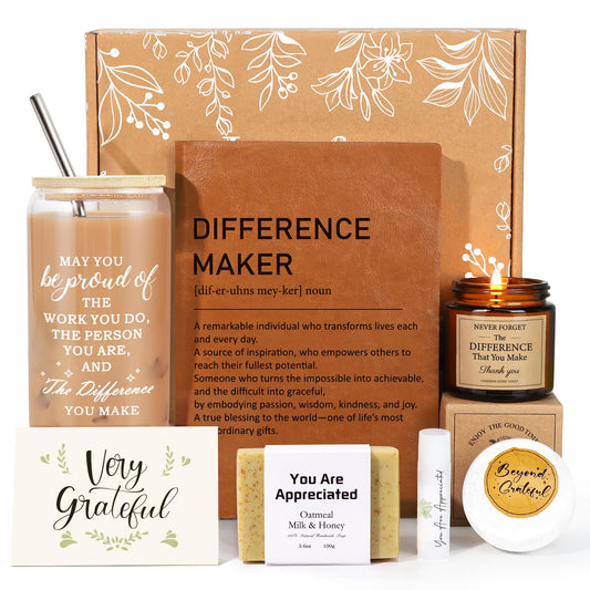 iAOVUEBY Administrative Professionals Day Gifts, Difference Maker Gift with Journal, Employee Appreciation Gifts for Coworkers, Thank You Gift for Women, Teacher, Nurse, Secretary, Mentor, Leader