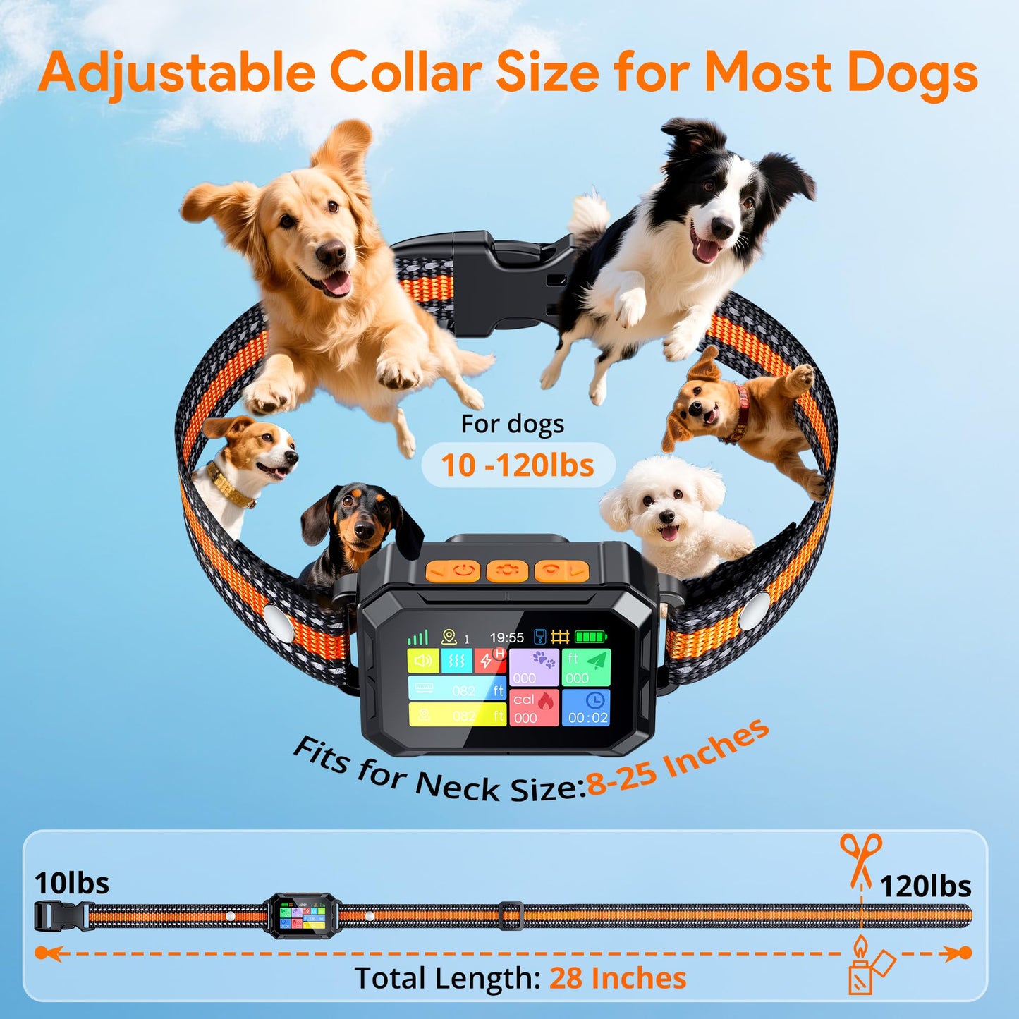 Meowant GPS Wireless Dog Fence System Collar with Training Remote, Free App, Custom GPS Fence(82-7000ft), Beep/Vibration/Correction, Early Alert Band, Waterproof LCD Collar, Dogs 10+Lbs, Outdoor