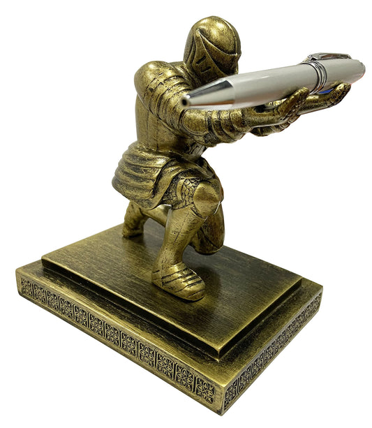 Ofiedx Executive Knight Pen Holder with a Pen Personalized Desk Accessories Decor Home Office Cool Pen Stand Gold