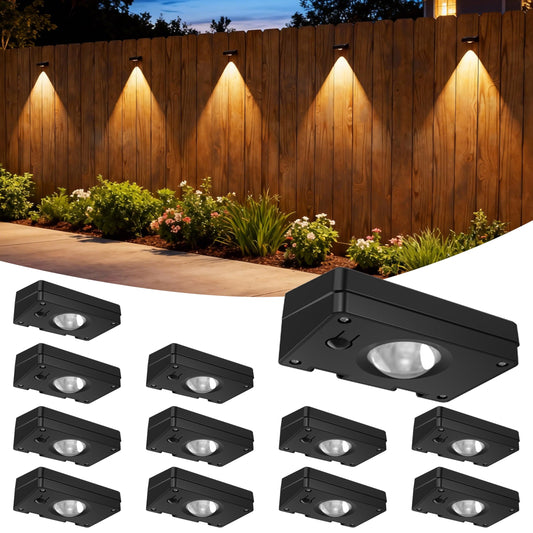 ZSYIQIXI 12 Pack Solar Fence Lights Outdoor, 3 Color Temp, IP65 Waterproof, Cost-Effective Solar Lights for Patio Yard Railing